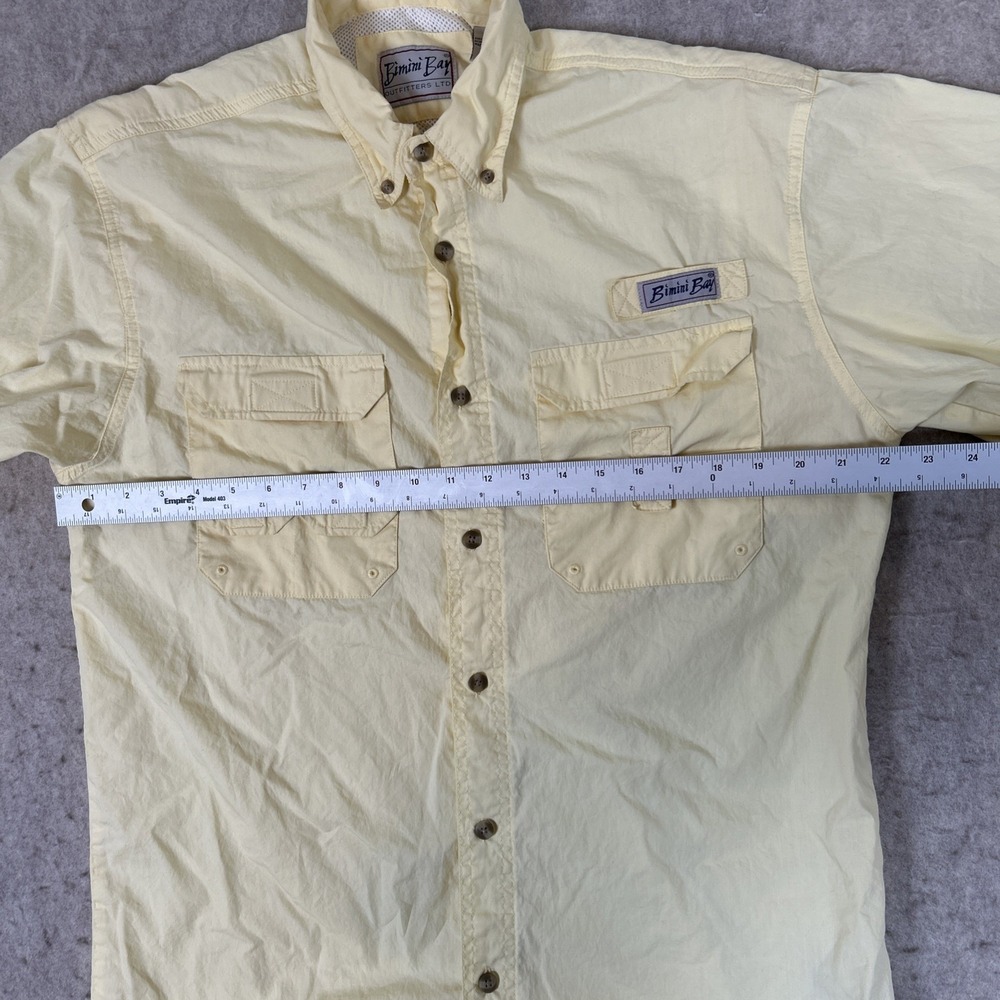Bimini Bay Outfitters Mens Yellow Short Sleeve Button Up Fishing Shirt Size M - Picture 3 of 9